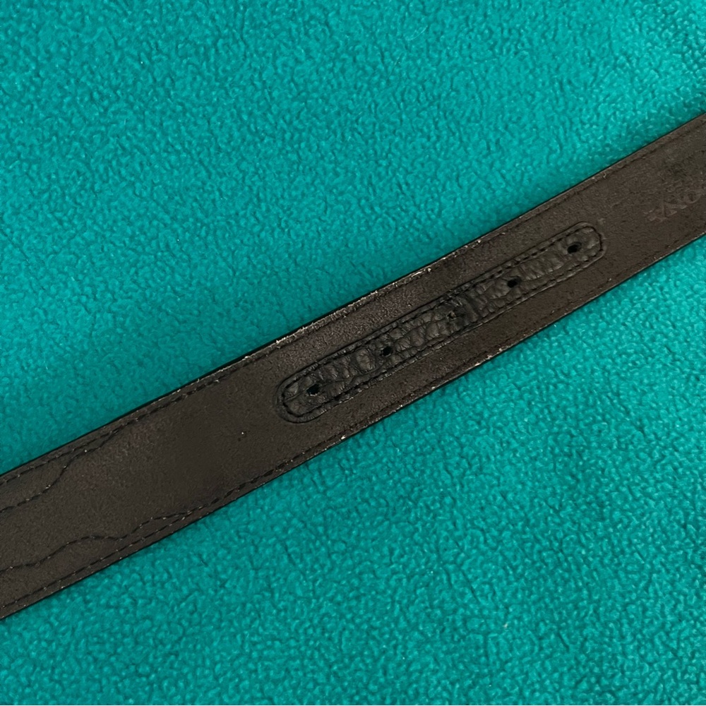 Nocona Black Tooled Leather Belt with Engraved Silver Buckle - Picture 9 of 10